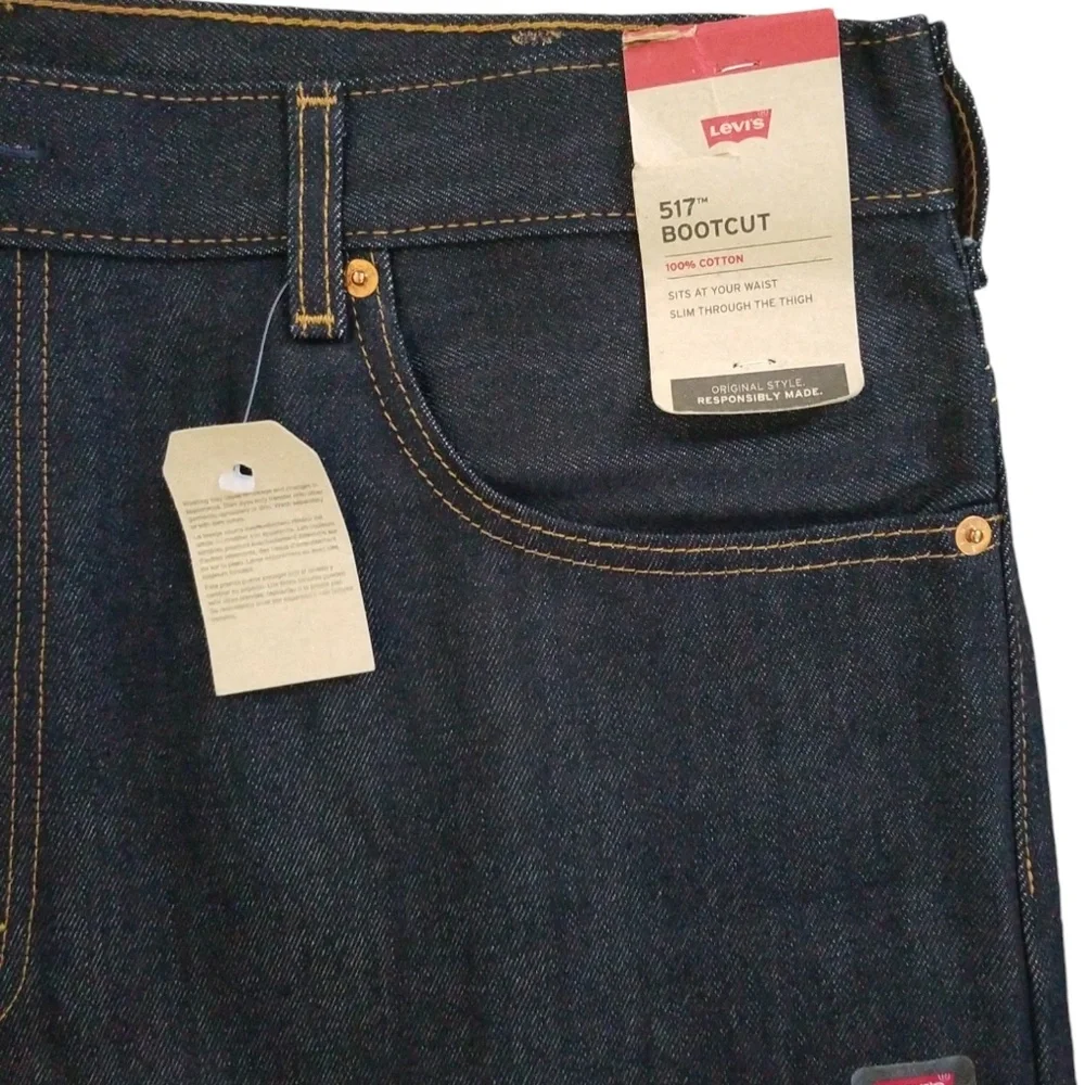 Levi's 517 Men's Blue Dark Wash Cotton‎ Bootcut Jeans Size 38 NEW